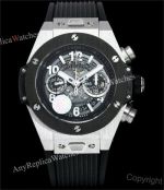 Swiss Grade Clone Hublot Big Bang 7750 Chronograph Silver Case Black Bezel